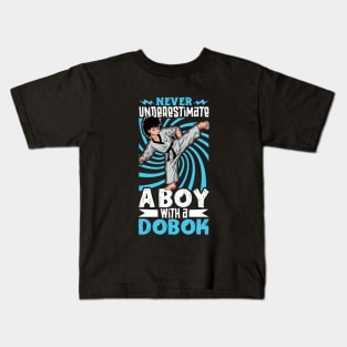 Never underestimate the boy in the dobok - Tang Soo Do Kids T-Shirt